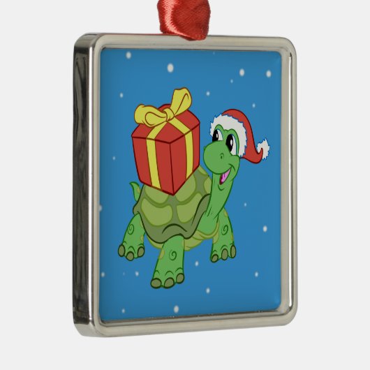Weihnachtsschildkröte mit dem Geschenk Ornament Aus Metall (Rechts)