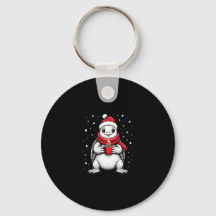 Weihnachtsschildkröte mit Weihnachtsmannhut Kaffee Schlüsselanhänger