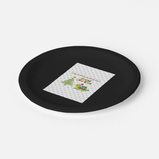 Weihnachtsschildkröte Pappteller (Schrägansicht)