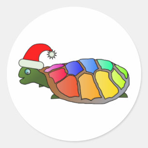 Weihnachtsschildkröte Runder Aufkleber