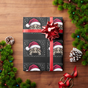 Weihnachtsschildkröte Santa-Hut Schneeflocken Schi Geschenkpapier