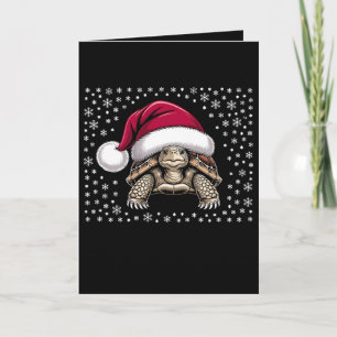 Weihnachtsschildkröte Weihnachtsmannmütze Schneefl Karte