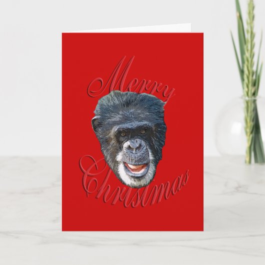 Weihnachtsschimpanse Feiertagskarte (Vorderseite)