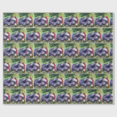 Weihnachtsschimpanse mit Weihnachtsmannmütze Geschenkpapier (Flach)