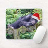 Weihnachtsschimpanse mit Weihnachtsmannmütze Mousepad (Mit Mouse)