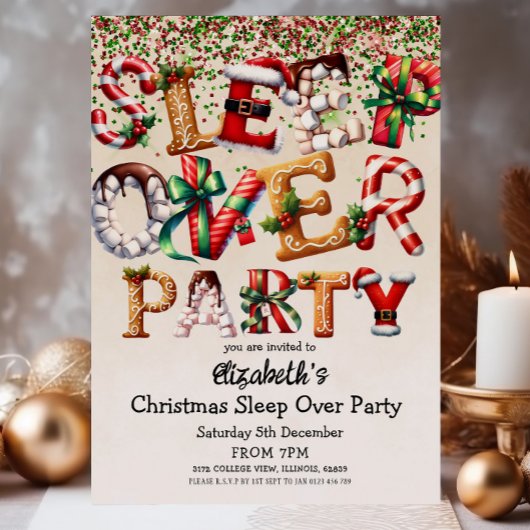 Weihnachtsschlafen über Geburtstagsparty Einladung