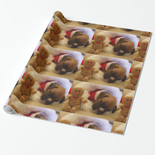 Weihnachtsschlafenboxer-Welpen-Packpapier Geschenkpapier