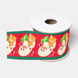 Weihnachtsschläfriges Kätzchen-Katzenband Ripsband