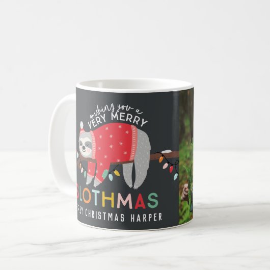 Weihnachtsschläft hell bunt lustige Kinder Urlaub Kaffeetasse (Vorderseite Links)