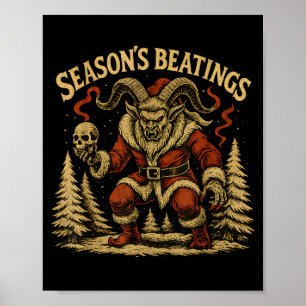 Weihnachtsschläge Krampus Santa Gothic Feiertags G Poster