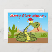 Weihnachtsschlange in der Weihnachtsmannmütze Feiertagspostkarte (Vorne/Hinten)