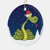 Weihnachtsschlange in der Weihnachtsmannmütze Keramikornament (Links)