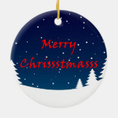 Weihnachtsschlange in der Weihnachtsmannmütze Keramikornament (Hinten)