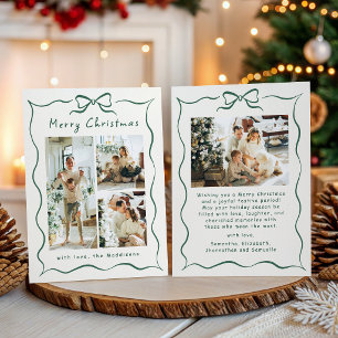 Weihnachtsschleife Grüner Coquette Handgezeichnet  Feiertagskarte