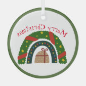 Weihnachtsschleife mit einem Geschenk Ornament Aus Glas (Vorderseite)