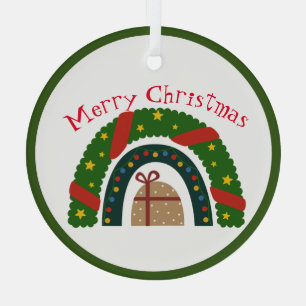 Weihnachtsschleife mit einem Geschenk Ornament Aus Glas