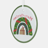 Weihnachtsschleife mit einem Geschenk Ornament Aus Glas (Vorderseite links)