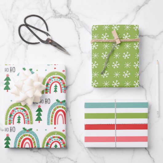 Weihnachtsschleifpapier Geschenkpapier Set (Vorderseite)