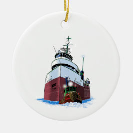 Weihnachtsschlepper und Frachter Keramik Ornament
