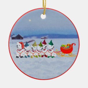 Weihnachtsschlitten Keramikornament