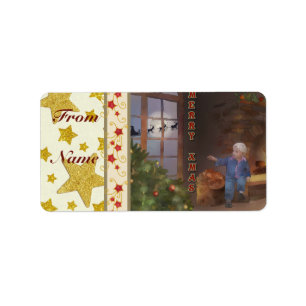 Weihnachtsschlitten rechteck iger aufkleber adressaufkleber