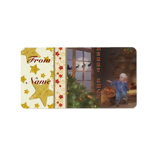 Weihnachtsschlitten rechteck iger aufkleber adressaufkleber (Vorne)