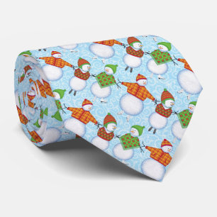 Weihnachtsschlittschuhlaufende Schneemänner auf bl Krawatte