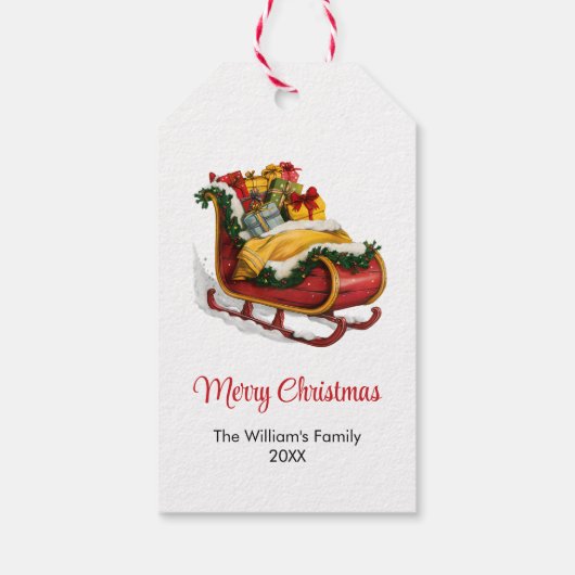 Weihnachtsschlitz voller Geschenke, Weihnachten Geschenkanhänger (Rückseite)