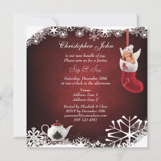 WeihnachtsSchlückchen u. sehen Baby-u. Einladung (Rückseite)