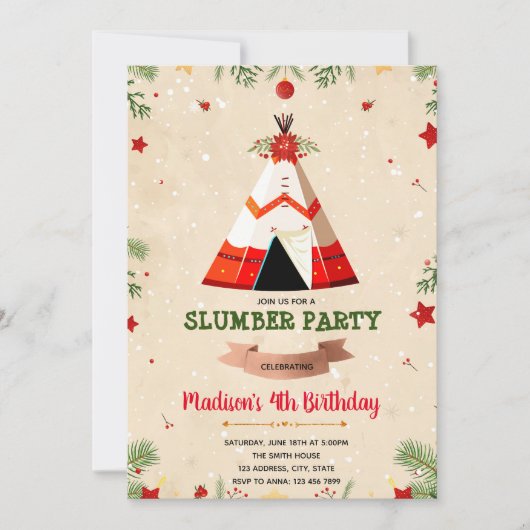 Weihnachtsschlummer Party Geburtstagseinladung Einladung (Vorderseite)