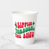 Weihnachtsschlupf durch den sonnigen Winter Pappbecher (Rückseite)