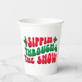 Weihnachtsschlupf durch den sonnigen Winter Pappbecher (Vorderseite)