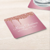 Weihnachtsschmelze Rose Rosa Gold Rechteckiger Pappuntersetzer (angewinkelt)