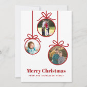 Weihnachtsschmuck 3 Foto Feiertagskarte (Vorderseite)