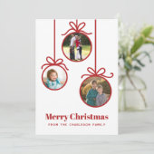 Weihnachtsschmuck 3 Foto Feiertagskarte (Stehend Vorderseite)