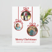 Weihnachtsschmuck 3 Foto Feiertagskarte (Stehend Vorderseite)