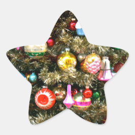 Weihnachtsschmuck am Baum Stern-Aufkleber