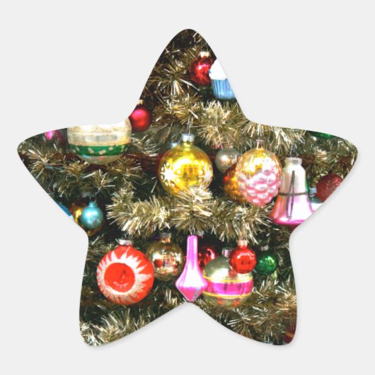 Weihnachtsschmuck am Baum Stern-Aufkleber (Vorderseite)