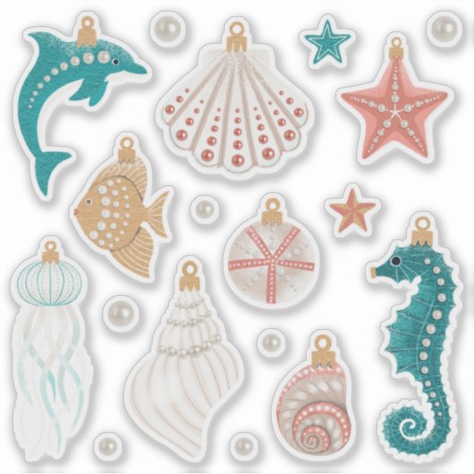 Weihnachtsschmuck an der Küste Aufkleber (Vorderseite)