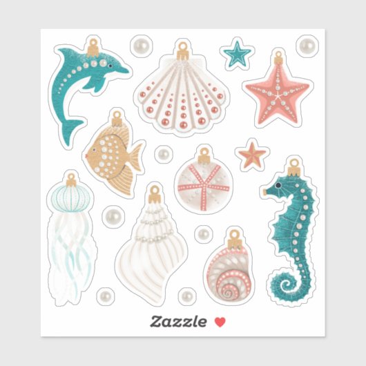 Weihnachtsschmuck an der Küste Aufkleber (Blatt)