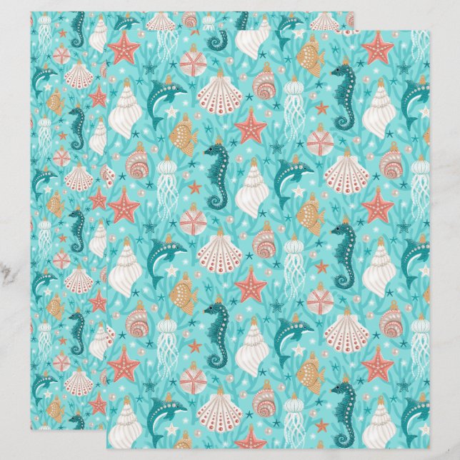 Weihnachtsschmuck an der Küste Scrapbook Paper (Vorne/Hinten)