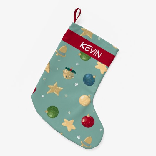 Weihnachtsschmuck. Anpassbar mit Namen. Kleiner Weihnachtsstrumpf (Vorderansicht (hängend))