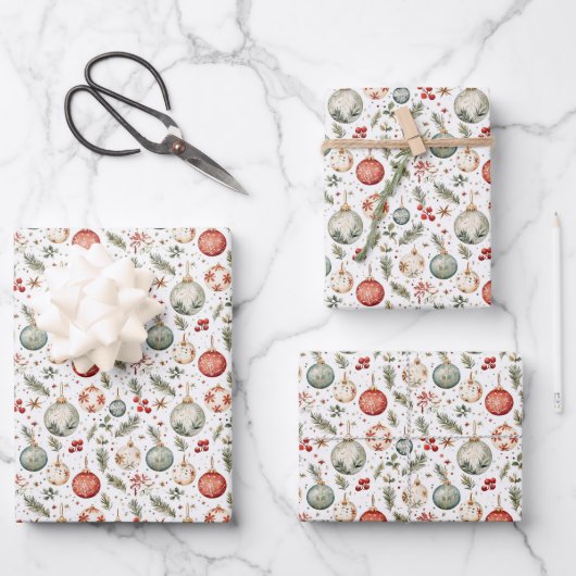Weihnachtsschmuck Antik Vintag Boho Geschenkpapier Set (Vorderseite)