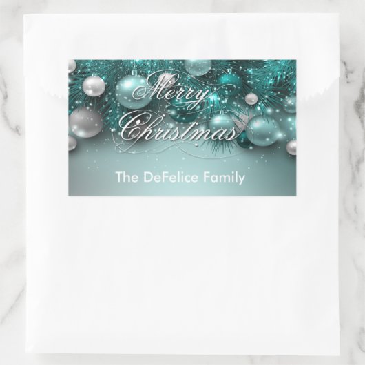 Weihnachtsschmuck - Aquamarin Rechteckiger Aufkleber (Tasche)