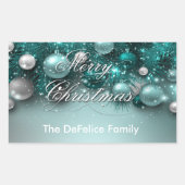 Weihnachtsschmuck - Aquamarin Rechteckiger Aufkleber (Vorderseite)