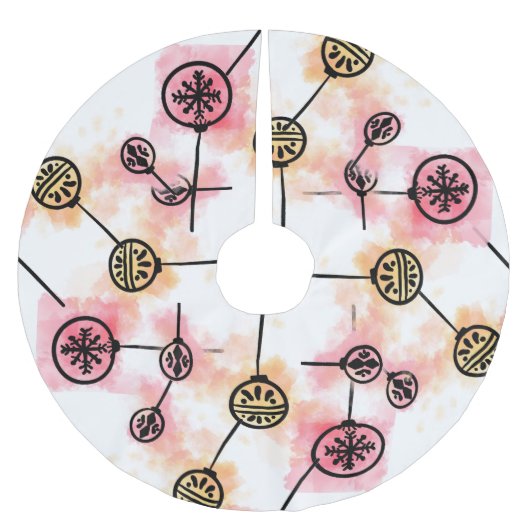 Weihnachtsschmuck auf Aquarell-Spritzer Polyester Weihnachtsbaumdecke (Vorderseite)