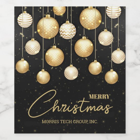 Weihnachtsschmuck auf Black Business Geschenk Weinetikett (Einzelnes Label)