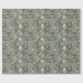 Weihnachtsschmuck auf Blue Geschenkpapier (Flach)