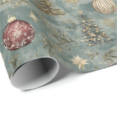 Weihnachtsschmuck auf Blue Geschenkpapier (Rolleneckpunkt)