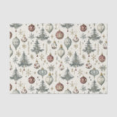 Weihnachtsschmuck auf Creme Seidenpapier (Vorderseite)